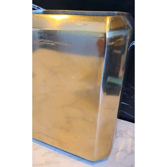2012 Nate Berkus Gold Aluminum Hex Vase, Home Décor 8"x 6½"MCM Style Geometric - Picture 4 of 6